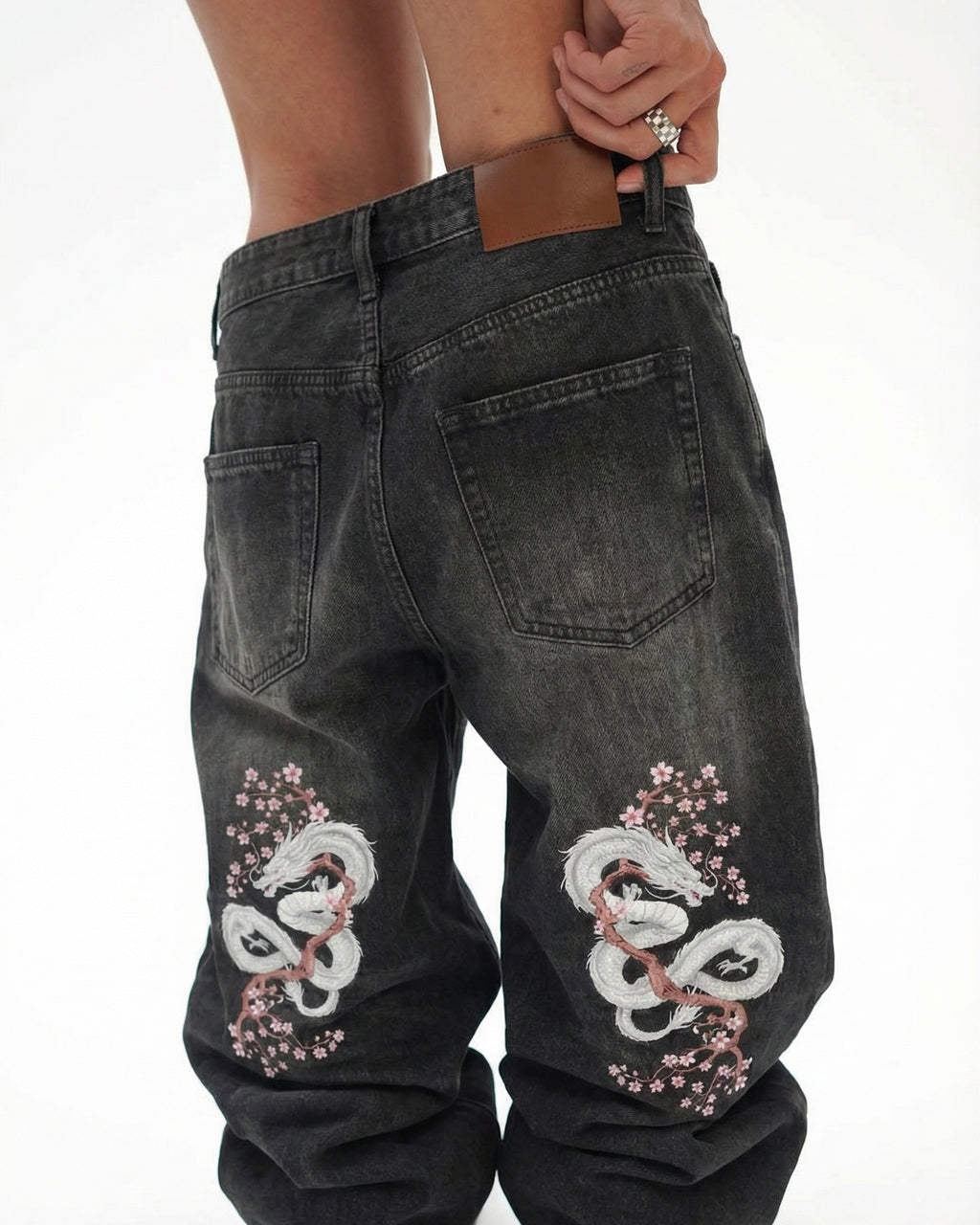 Sakura Dragon Print Denim
