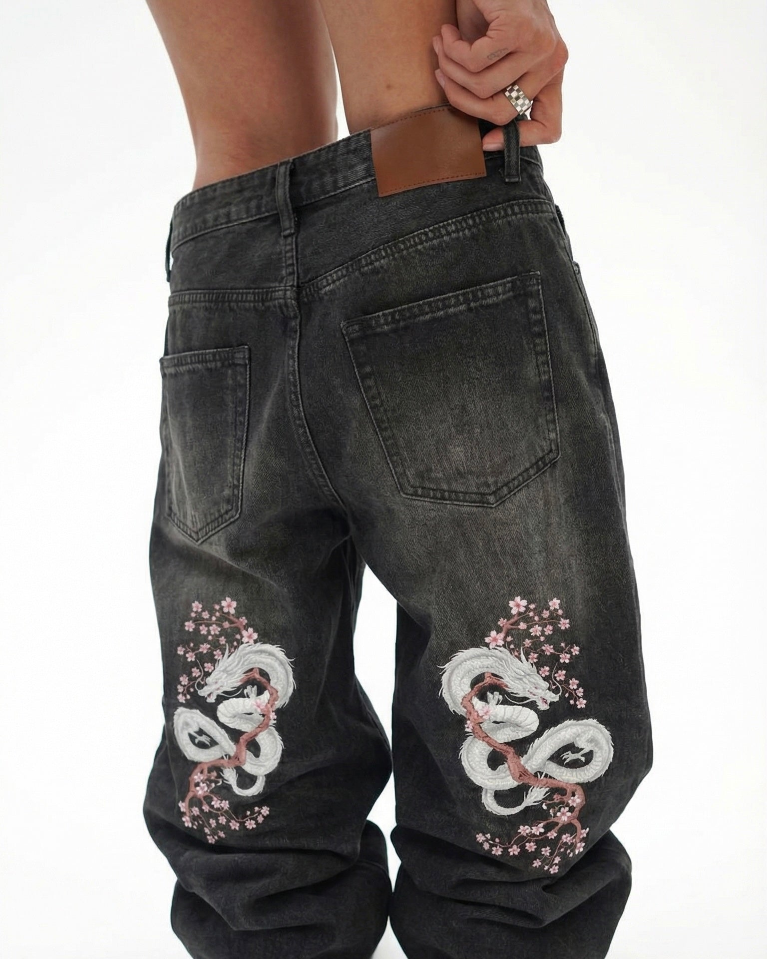Sakura Dragon Print Denim