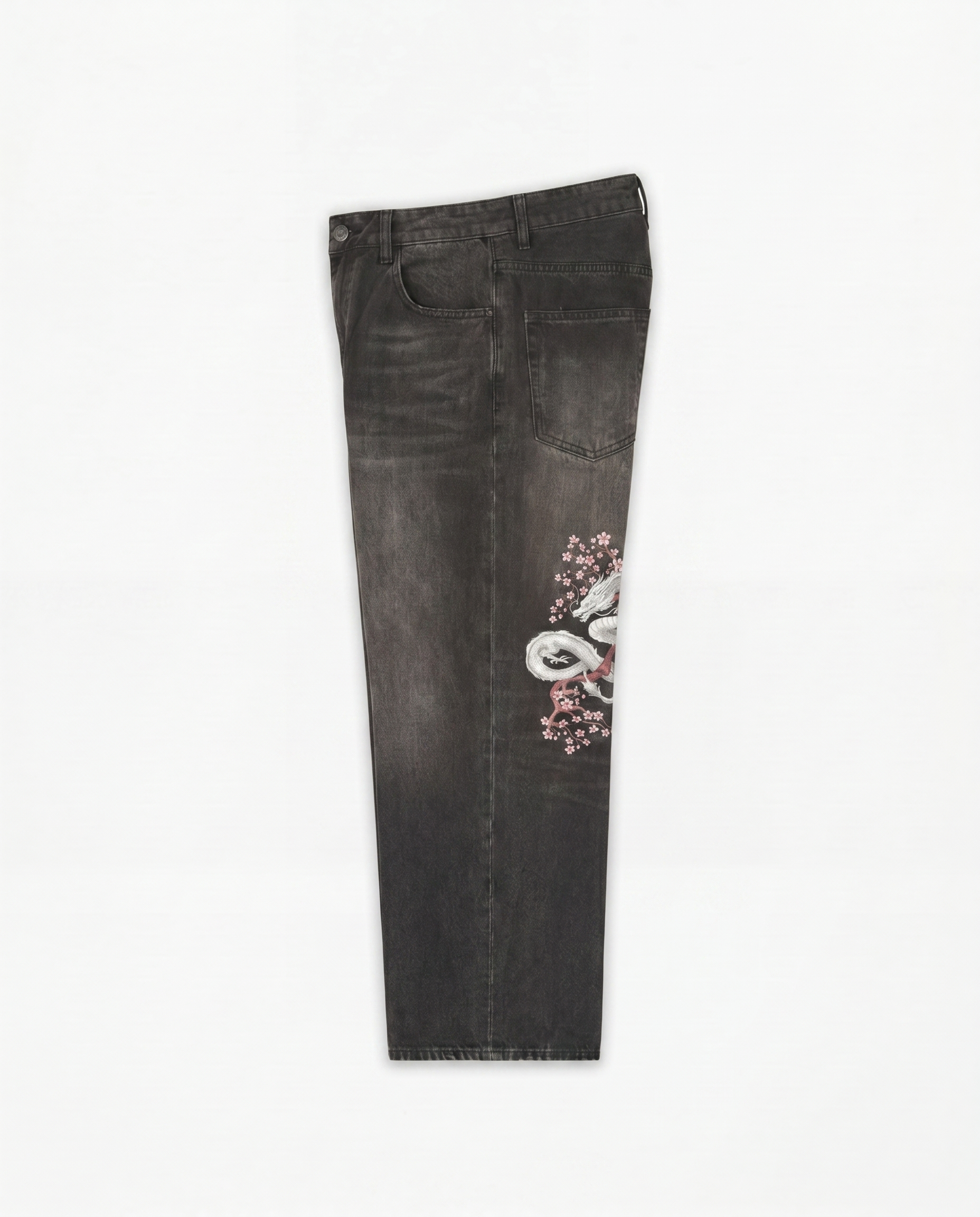 Sakura Dragon Print Denim