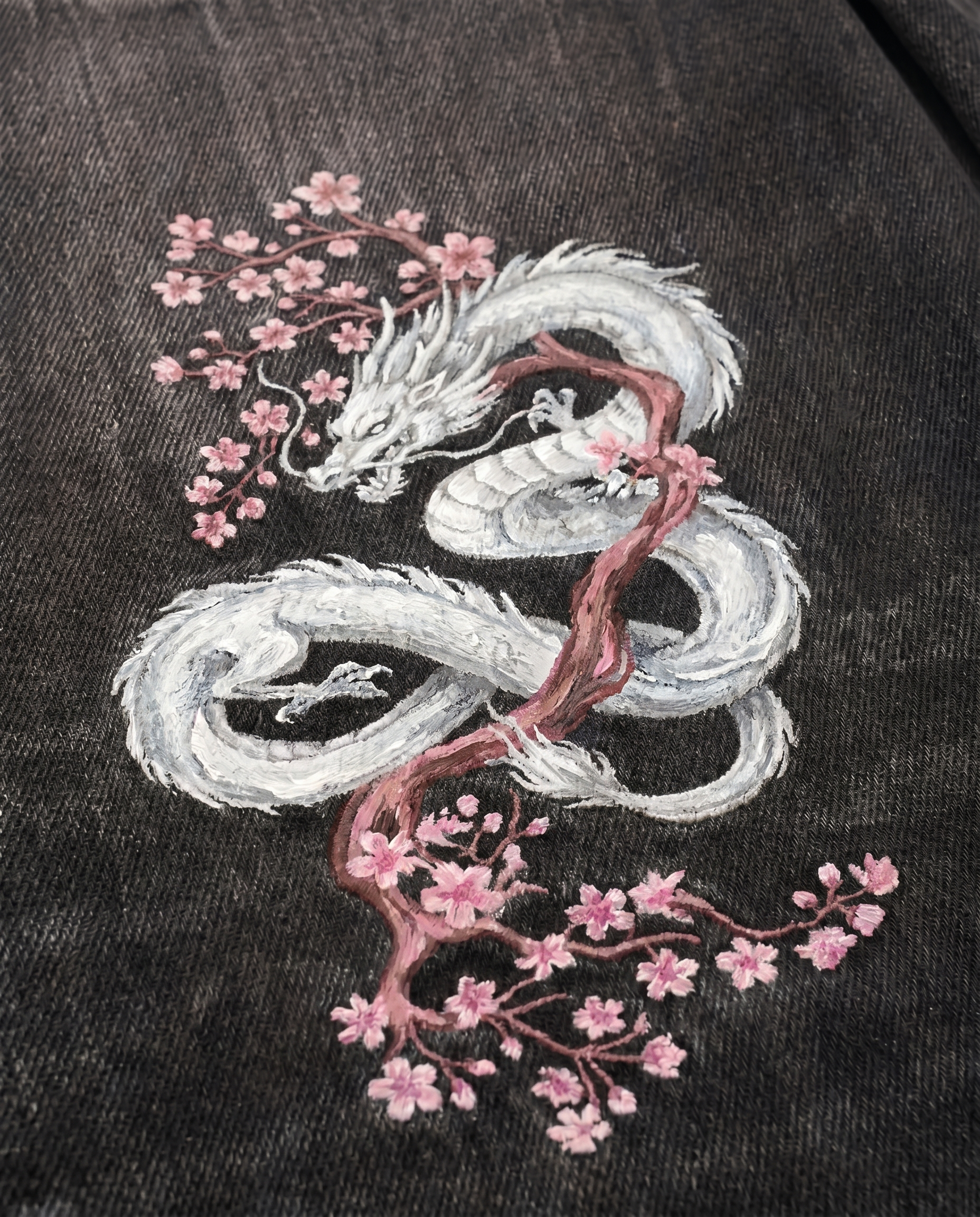 Sakura Dragon Print Denim