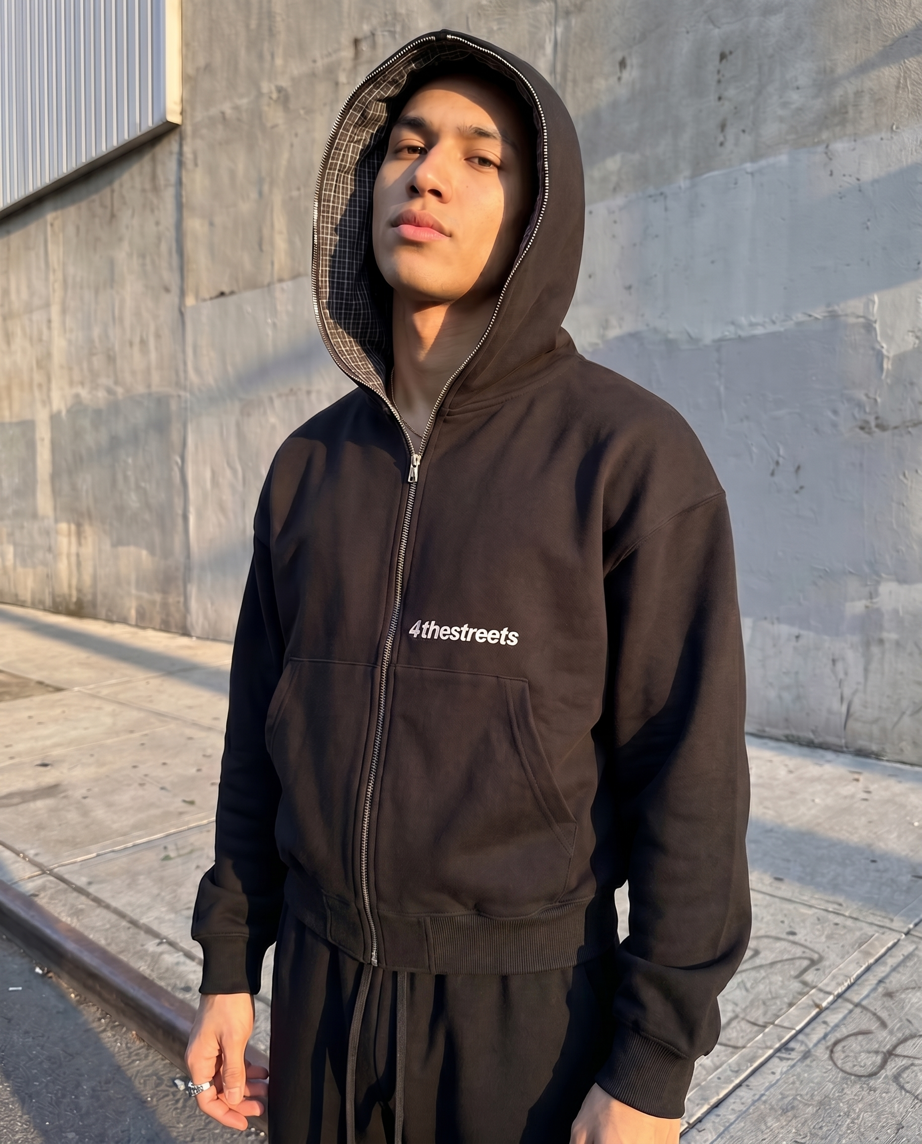 Plaid Boxy Zip-Up